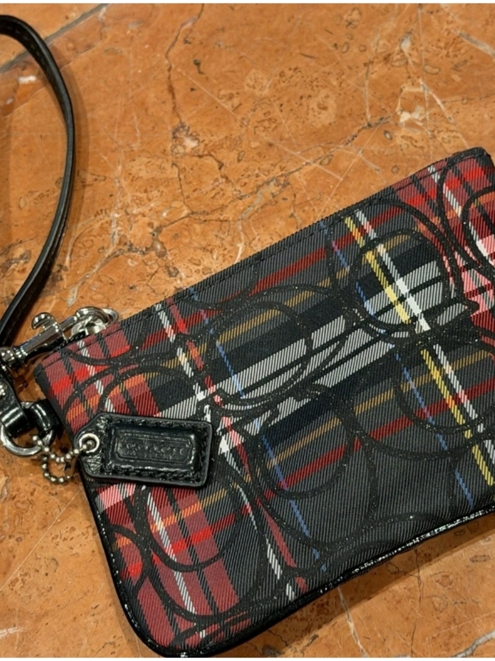 Coach Poppy Tartan Plaid Wristlet - Picture 3 of 8